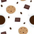 Seamless pattern Coffee cookies chocolate food illustration vector scrapbooking wallpaper print on fabric